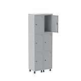 Armário Roupeiro 6 Portas Aço Grp 502 6 Pandin Móveis Cinza