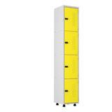 Armário Roupeiro Aço 4 Portas Academia Guarda Volume Amarelo