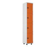 Armário Roupeiro Aço 4 Portas Academia Guarda Volume Laranja
