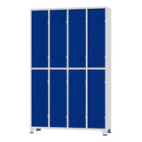 Armario Roupeiro De Aço 8 Portas Grandes Azul Chapa 26 Cor Cinza Com Azul