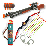Arminha De Brinquedo Espingarda Arco E Flecha Infantil Kit