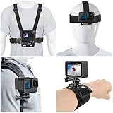 Arnês De Montagem No Peito Kit De Acessórios 4 Em 1 Compatível Com Gopro Hero 13 12 11 10 9 8 7 6 5 4 3 Suporte De Alça De Cabeça Suporte De Alça De Pulso De Rotação De 360 Suporte De Clipe De