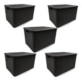 Arqplast Caixas Rattan 5 Unidades 7l Pretas