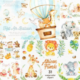 Arquivo Digital Combo 52 Kits Animais Aquarela 5 Bônus 08 