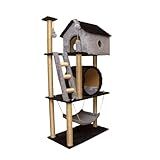 Arranhador Casa Para Gatos 3 Andares Com Rede E Túnel Grande Cat Lunar Black 