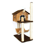 Arranhador Com Casa Com Rede Grande Alta Gatos Top Brinquedo