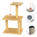 Arranhador De Gato 3 Andares Bases C Brinquedo Resistente Cor Caramelo