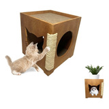 Arranhador De Gato Com Toca Mobiliário Carpete Interno Mdf