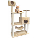 Arranhador Gato Brinquedo Toca Harem Top Com Rede Premium Cor Bege