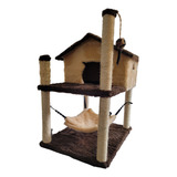 Arranhador Gatos 2 Andares C Casinha E Rede Cama Playground