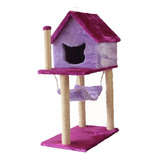 Arranhador Para Gatos Casinha E Rede Roxo Com Lilas