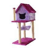 Arranhador Para Gatos Casinha E Rede Roxo Com Lilas
