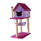 Arranhador Para Gatos Casinha E Rede Roxo Com Lilas