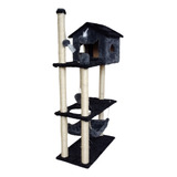 Arranhador Torre Plataforma Com Brinquedo Bolinha Miupet Cinza