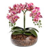 Arranjo 4 Hastes Orquídea Flor Artificial Decoração Realista Cor Rosa chiclete