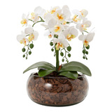 Arranjo 4 Hastes Orquídea Flor Artificial Decoração Realista