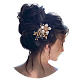 Arranjo De Cabelo Dourado Floral Noiva Madrinha Cristais