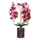 Arranjo De Flores Artificiais Vasos Com Flores Artificiais Lindo Arranjo De Orquídea Artificial Realista Vaso De Vidro E Lascas De Pinus Natural