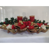 Arranjo De Mesa Natalino Lindo Grande 70c X 50cm 2 Velas