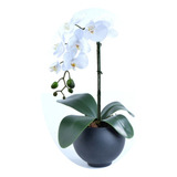 Arranjo De Orquídea Artificial Branca Em Vaso Preto Fosco Ce