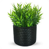 Arranjo Decorativo Planta Artificial Vaso Rattan Preto Mesa