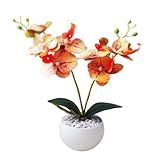 Arranjo Orquidea 3D Efeito Realista Com Vaso Pedrinhas Naturais Completo Montado