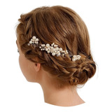 Arranjo Pérolas Grinalda Cabelo Noiva Penteado Fio Dourado