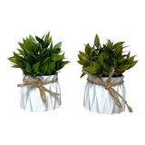 Arranjo Planta Verde Kit 2 Vasos Vasinhos Artificial