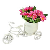 Arranjo Vaso Buque Flor Bicicleta Rosas Artificial Cachepot