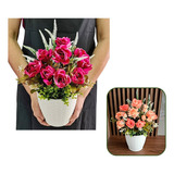 Arranjo Vaso Buque Flor Rosas Crisantemo Cravo Artificial