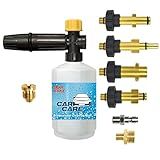 Arruela De Pressão Elétrica DIY Canhão De Espuma Com Conector Rápido De 1 10 2 Cm E Outros 5 Adaptadores Lança Ajustável De Espuma De Neve Garrafa De 0 6L Bocal De Espuma De Sabão Para Lavagem De