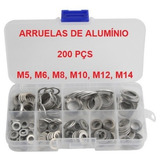 Arruelas De Alumínio Vedação 5 6 8 10 12 14 Mm 200 Pçs