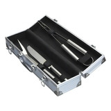 Art House Kit Churrasco 3 Peças Garfo Faca E Pegador Com Maleta Cor Prateado