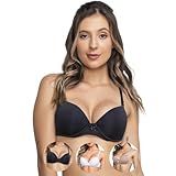 ART ÍNTIMA Kit 03 Sutiãs Básicos Em Microfibra Com Bojo Comum Moda Íntima Modelo Tradicional Estilo Casquinha Alças Ajustáveis Ideal Para Uso Diário Preto Branco Chocolate GG