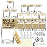 Artcome Kit De Frascos De Vidro De Vela Com 16 Peças Para Fazer Velas 16 Frascos De Vela Vazios De 200 Ml 16 Tampas De Bambu 16 Adesivos De Etiqueta 16 Etiquetas De Aviso 8 Suportes Para Velas 16 Pavios De Vela 20 Adesivos De Pavio