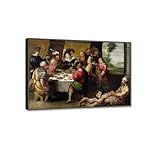 Arte De Parede Em Tela Religiosa Pintura Famosa A Parábola Do Homem Rico E Lázaro Reprodução De Imagem Impressa Em Tela Emoldurada Pôster Vintage Arte Para Decoração De Sala De Estar 30 X 45 Cm 12