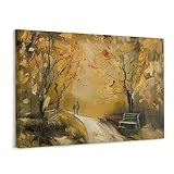 Arte De Parede Vintage Outono Folhas Caindo Caminho Casal Pintura A óleo Pintura De Parede Pinturas De Arte Em Tela Decoração De Parede Decoração De Casa Decoração De Sala De Estar Estética 24 X 32