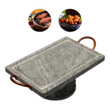 Arte Pedra Retangular Fondue Pedra Kit Com Fogareiro 30x20