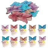 Arthsdite 48 Peças De Papel Wafer Comestível Borboleta Cupcake Toppers Bolo 3D Realista Borboleta Sobremesa Decoração Para Festa De Aniversário Decoração De Comida De Casamento Colorido