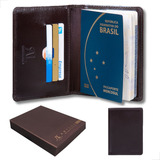 Artlux Porta Passaporte Documento 100 Couro Organizador Viagem Marrom