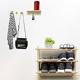 ArtMovelar Kit Porta Chaves 60cm De Parede E Sapateira Organizadora 53x43 Com Banco De Madeira Organizadores De Parede E Hall De Entrada Organização E Decoração De Apartamento E Casa Branco