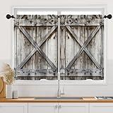 Arttown Cortinas De Madeira Para Porta De Madeira Para Cozinha Cortinas Rústicas Vintage Para Janela Curta Conjunto De 2 Cortinas De Camada De Tratamento De Janela Para Cozinha Sobre Pia Decoração