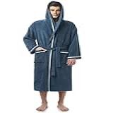 Arus Masculino Roupão De Banho Clássico Com Capuz Robe De Algodão Turco Com Opções De Comprimento Total Oblue W Branco Grande X Grande