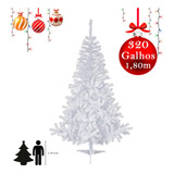 Arvore De Natal Branca 1 80 Metros 320 Galhos Pinheiro Luxo Cor Branco