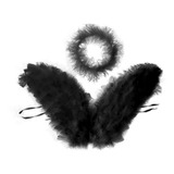 Asas De Anjo C Aureola Penas E Plumas Fantasia Kit C 6 Un