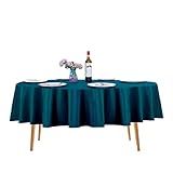 Ascoza Pacote Com 2 Toalhas De Mesa Redondas Azul Pavão De 170 Cm Em Tecido De Poliéster Lavável Para Casamento Banquete Restaurante Festas 