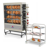 Assador Frango Gás Tubular Pr623 Progás Carrinho Inox Bivolt