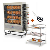 Assador Frango Gás Tubular Pr623 Progás Tesoura Carro Bivolt