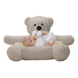 Assento Bebe Urso De Pelúcia Sofazinho Cadeirinha Baunilha