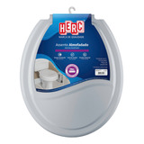 Assento Sanitário Herc Almofadado De Polietileno Poliuretano E Polipropileno Com Forma Oval Cinza escuro Lisa